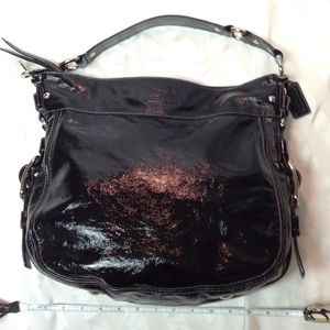 Patent leather coach shoulder bag